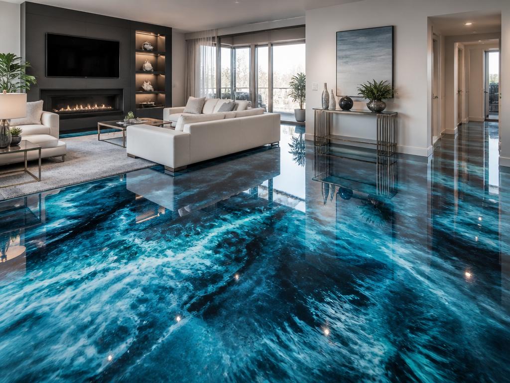 Métallique Bleu — Effet marbre océan